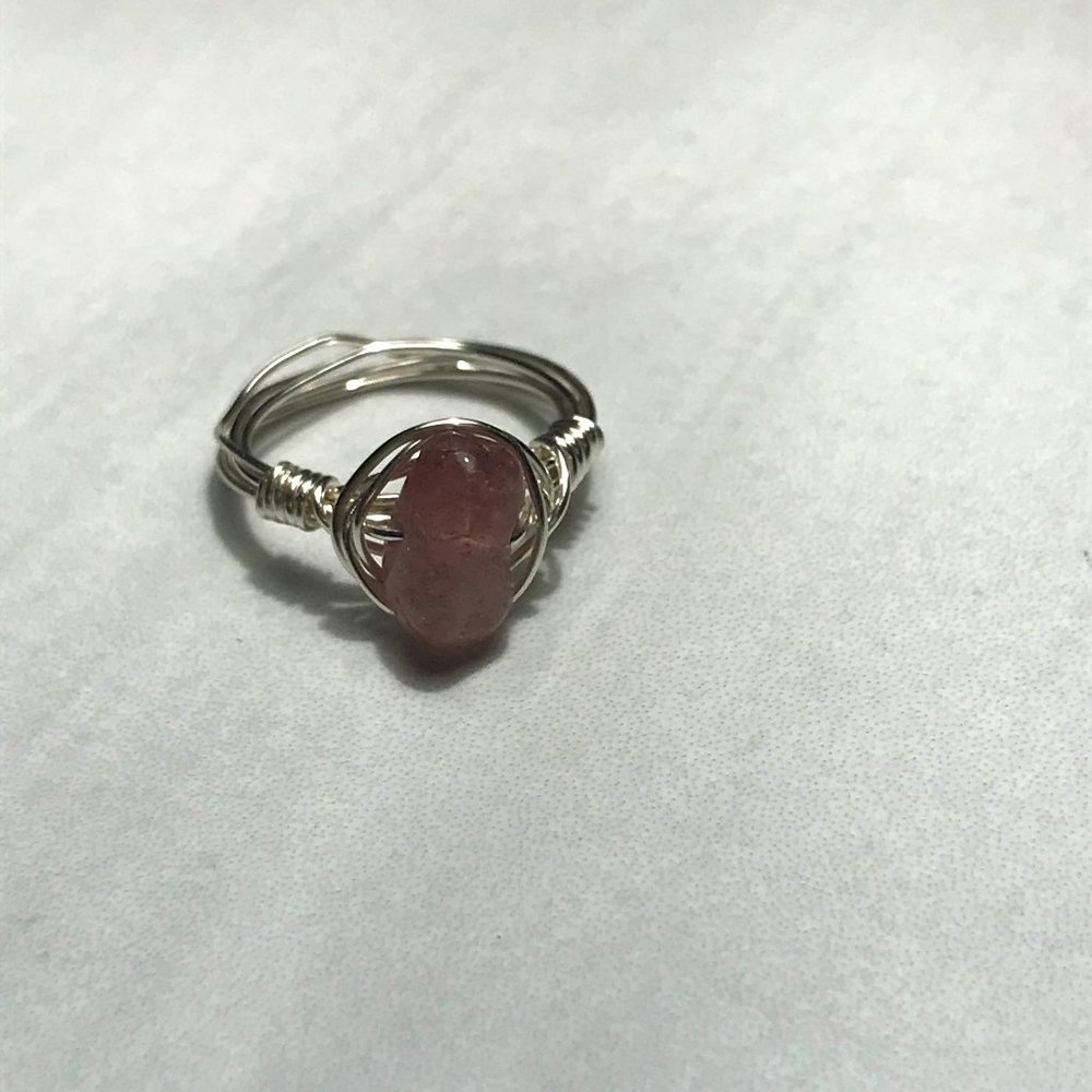 heart quartz crystal wire ring